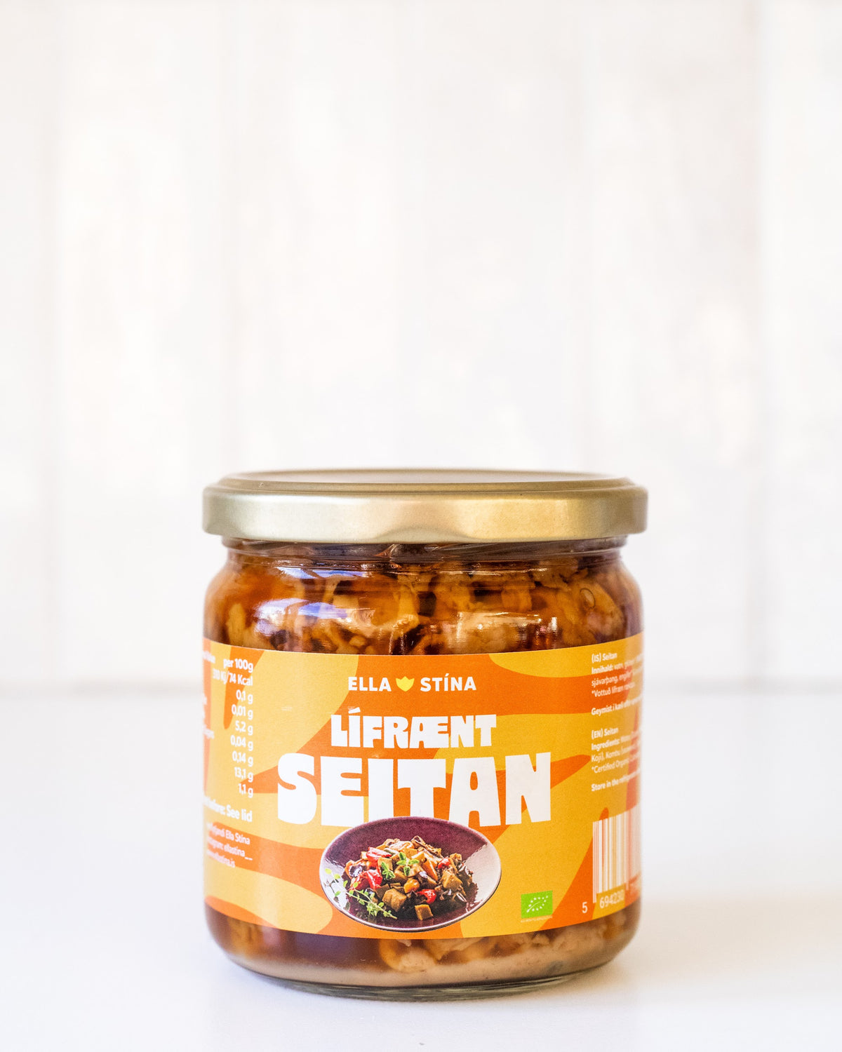 Lífrænt seitan í glerkrukku