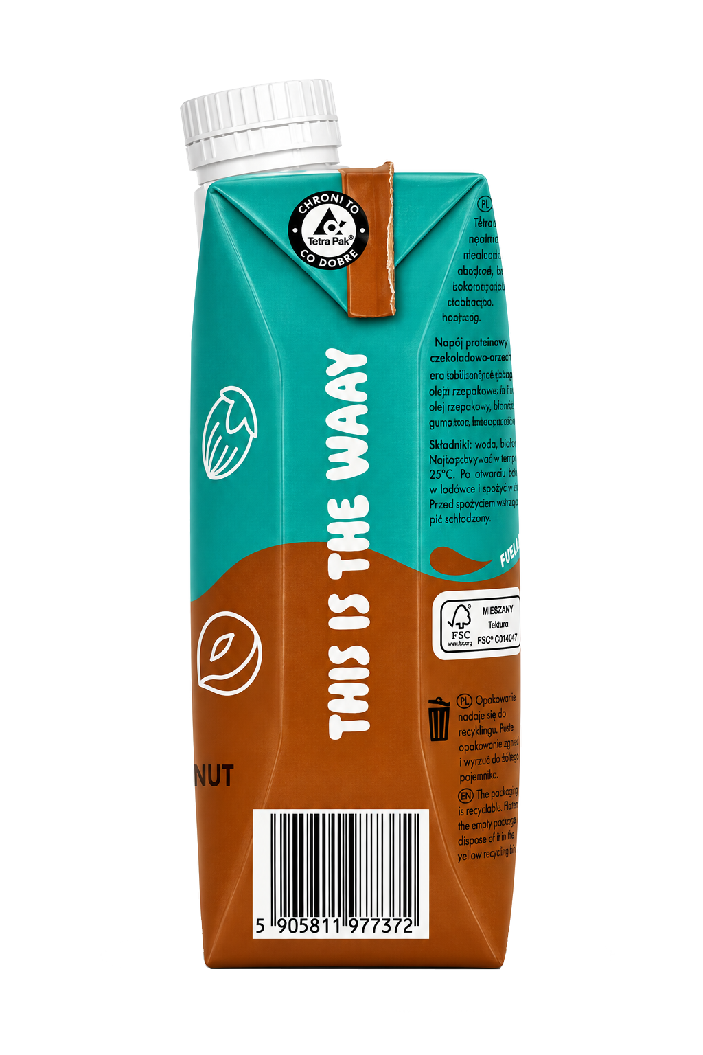 WAAY Protein Shake Chocolate Hazelnut, bakhlið umbúða