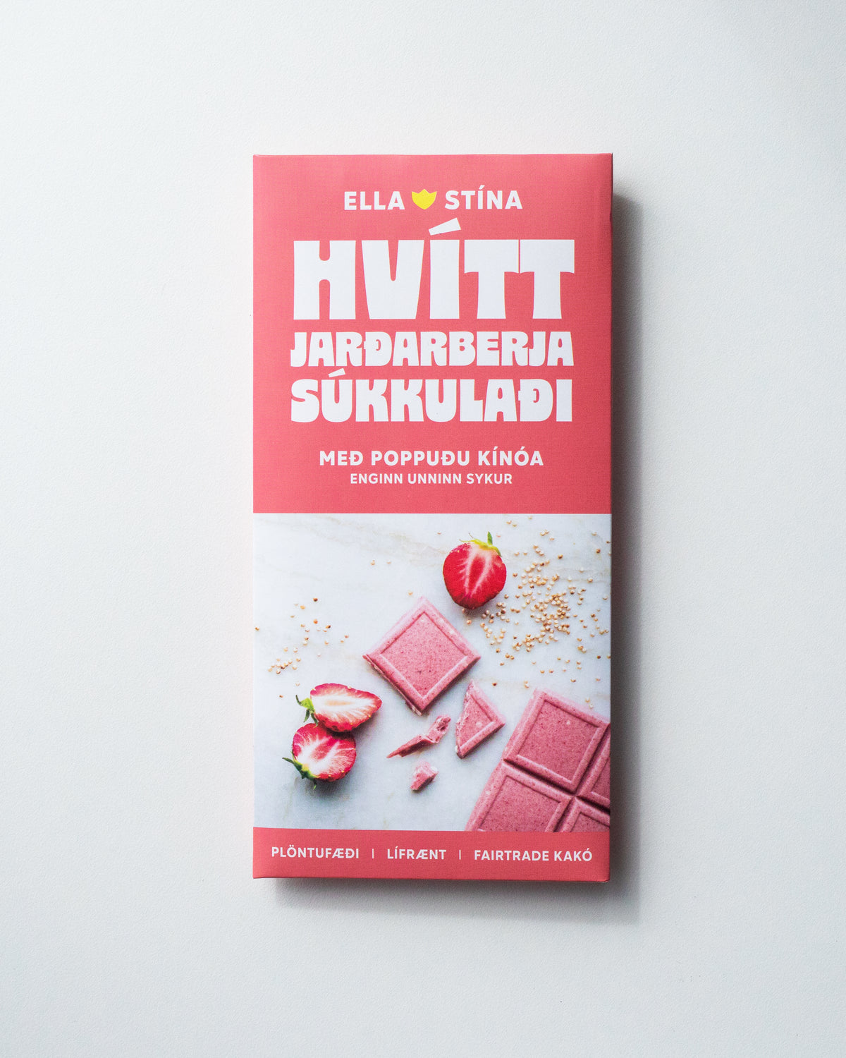 Hvítt jarðarberjasúkkulaði frá Ellu Stínu